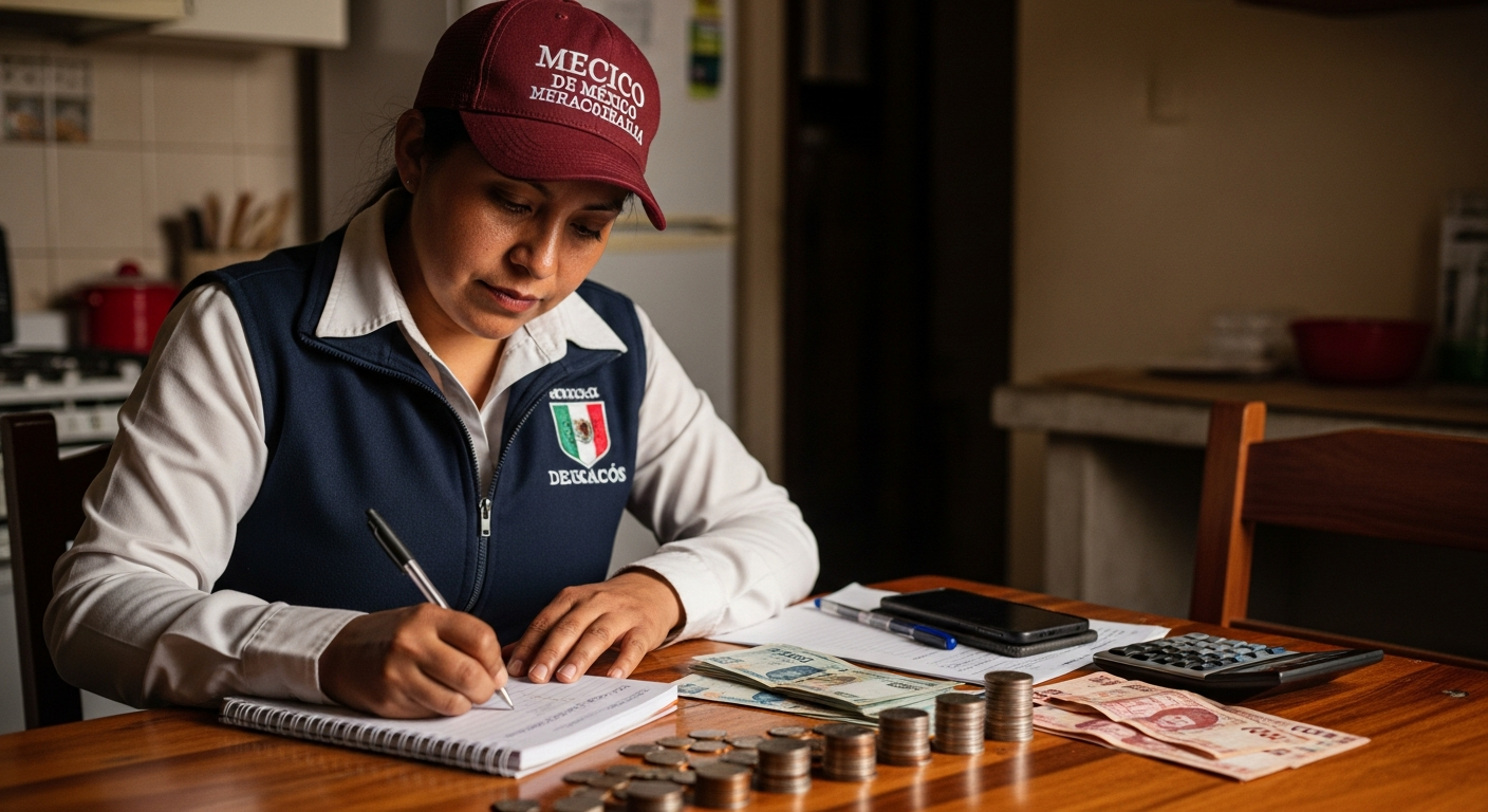 Trabajador del gobierno haciendo presupuesto quincenal en casa