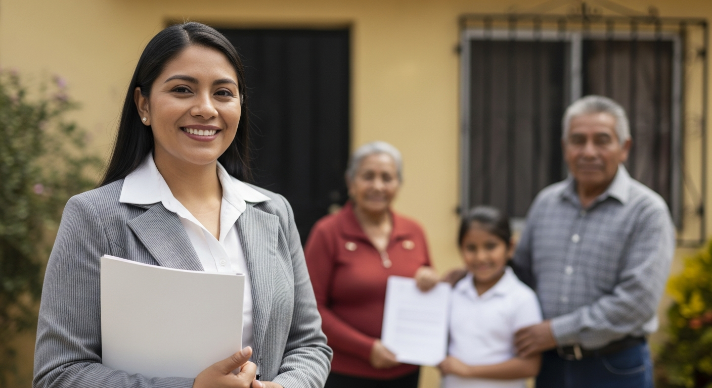 Maestra SEP feliz con seguridad financiera en su hogar