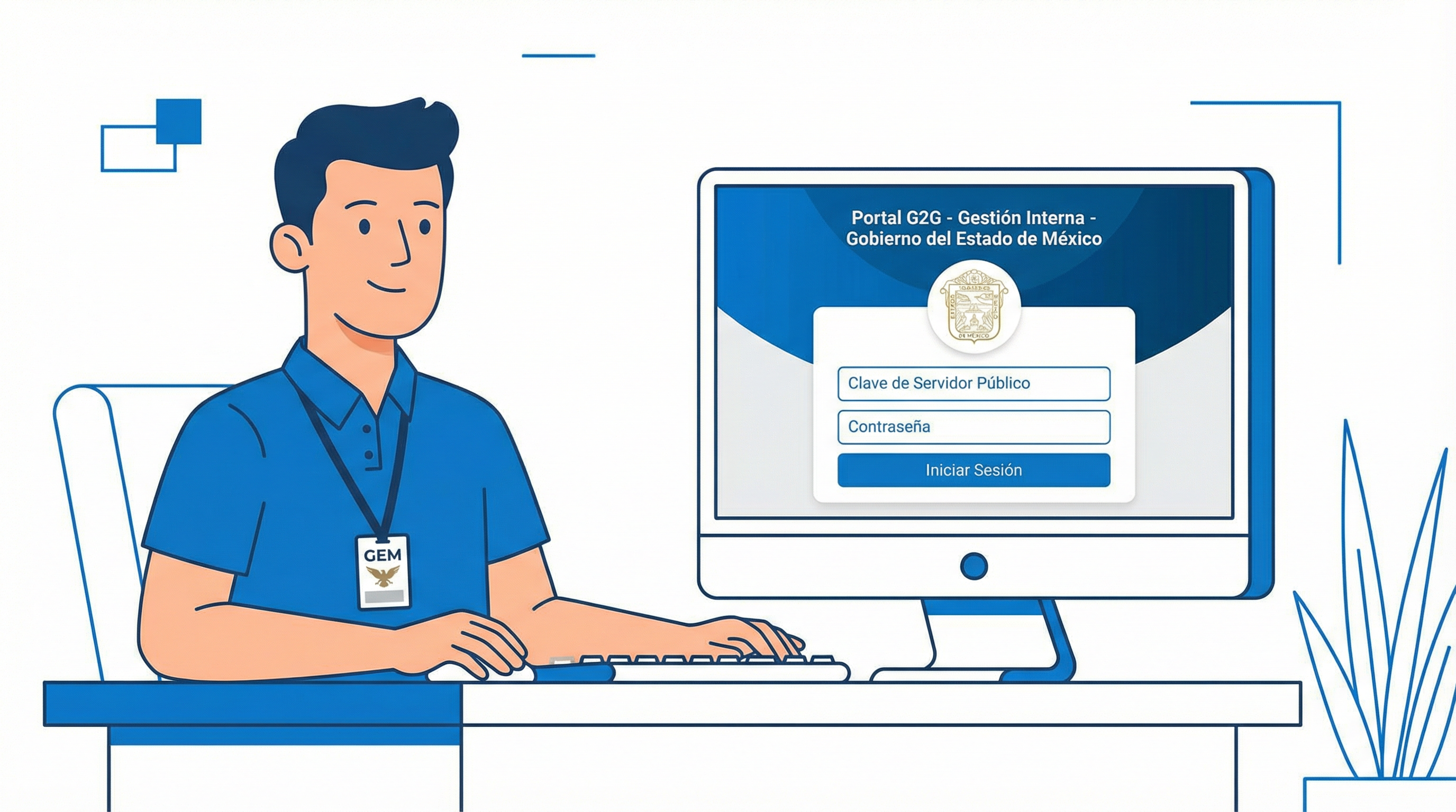 Portal G2G EDOMEX - Ingreso de servidor público Pantalla de inicio de sesión del portal G2G para servidores públicos del Estado de México